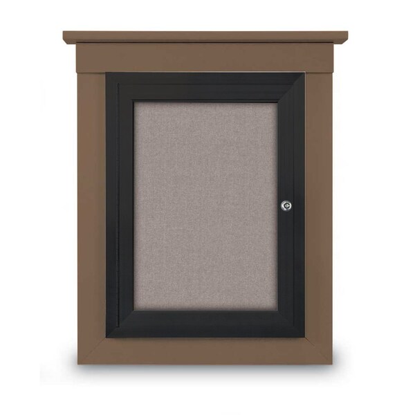 72"x36" 3-Door Enclosed Letterboard, Header, Green Felt/Lt Oak
